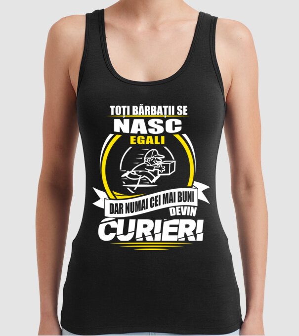 Toți bărbații se nasc egali curieri model negru pe tricou