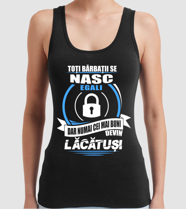 Toți bărbații se nasc egali lăcătuși model negru pe tricou