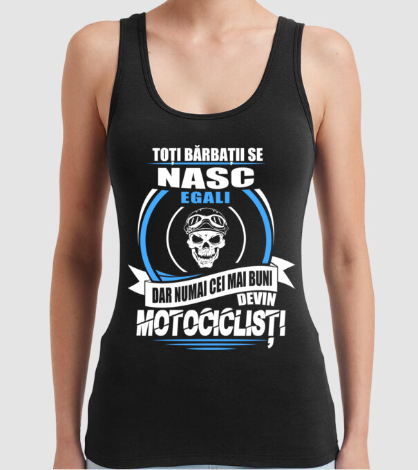 Toți bărbații se nasc egali motocicliști model negru pe tricou