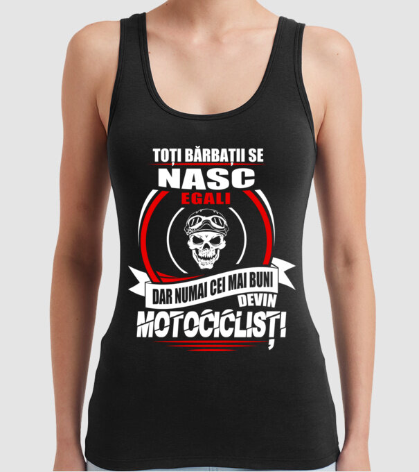 Toți bărbații se nasc egali motocicliști model negru pe tricou