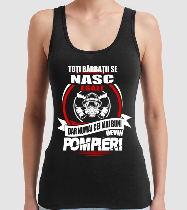 Toți bărbații se nasc egali pompieri model negru pe tricou