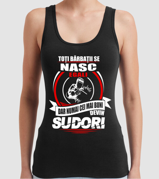 Toți bărbații se nasc egali sudori model negru pe tricou