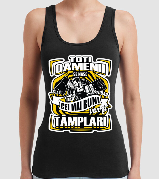 Toți oamenii tâmplari model negru pe tricou