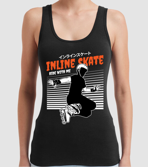 TR inlineskate model negru pe tricou