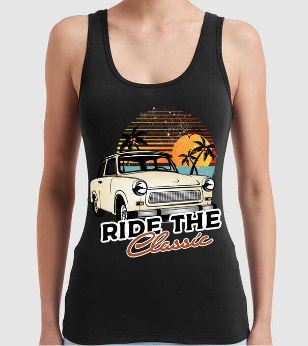 Trabant Ride The Classic model negru pe tricou