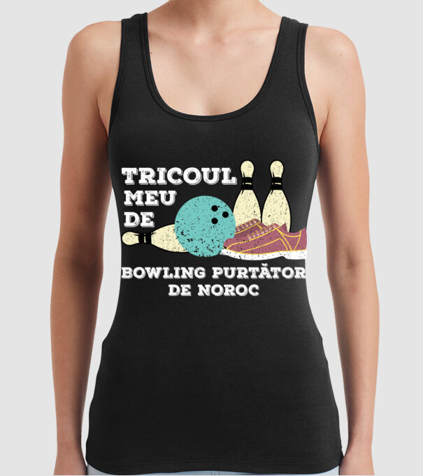 tricoul meu de bowling purtător de noroc model negru pe tricou