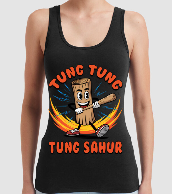 Tung Tung Tung Sahur drăguț model negru pe tricou