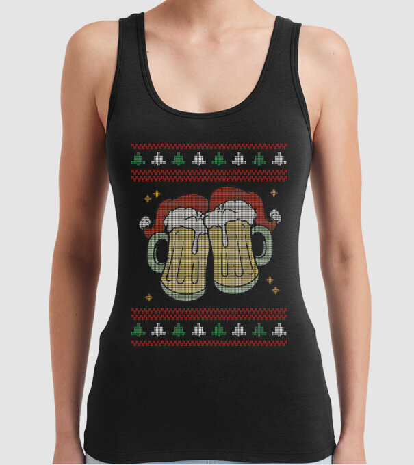 ugly sweater beers model negru pe tricou