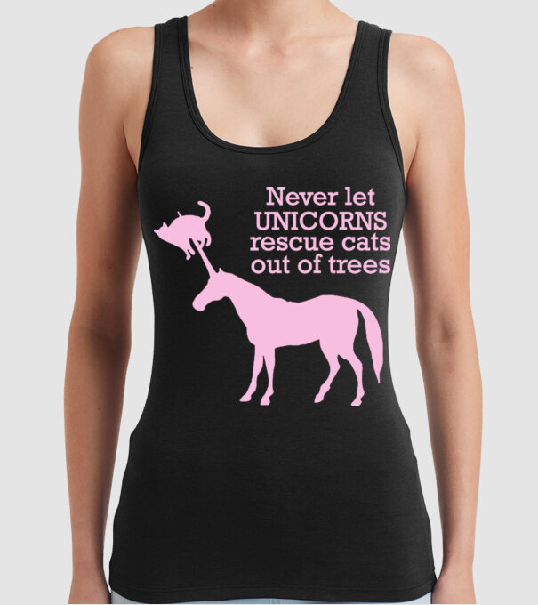 unicorn cat model negru pe tricou