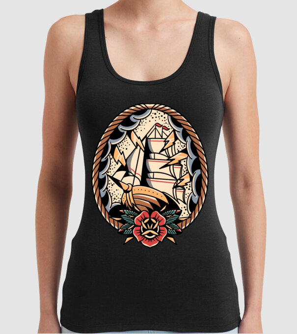 Vapoare model negru pe tricou