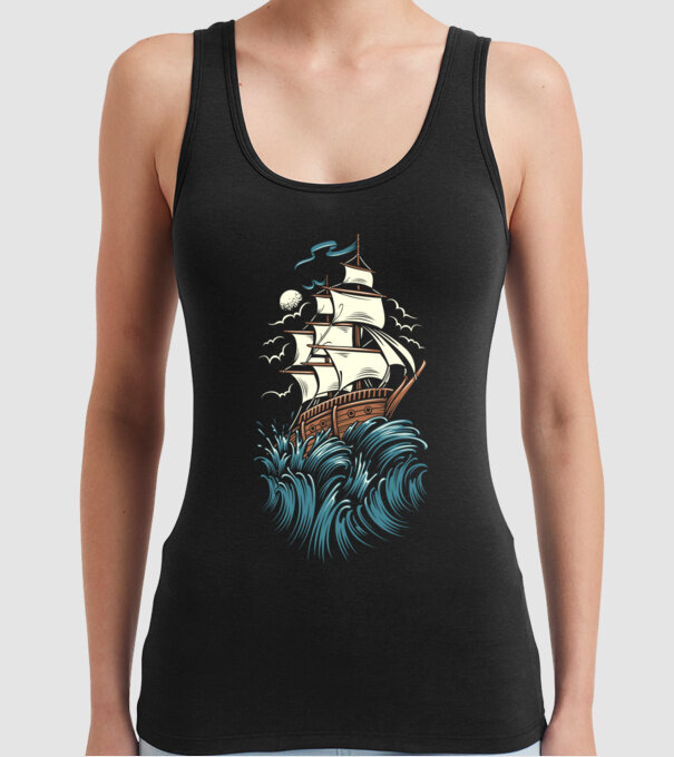 Vapoare model negru pe tricou
