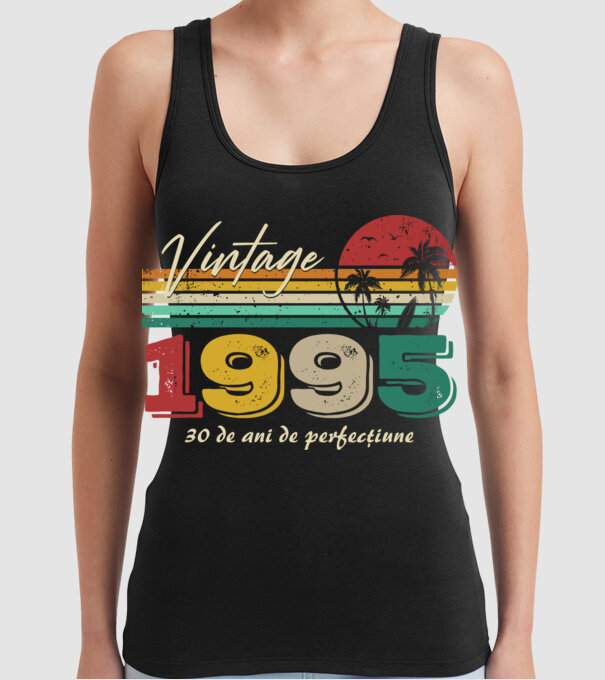 VINTAGE 1995 model negru pe tricou