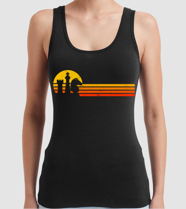 Vintage chesss sunset model negru pe tricou