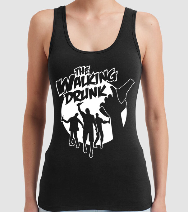 Walking Drunk model negru pe tricou