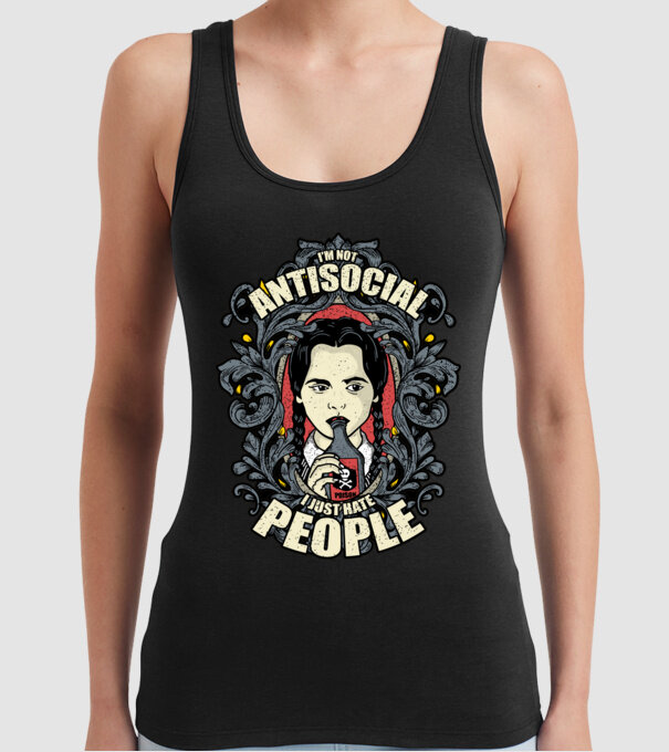 WEDNESDAY - Just hate people model negru pe tricou