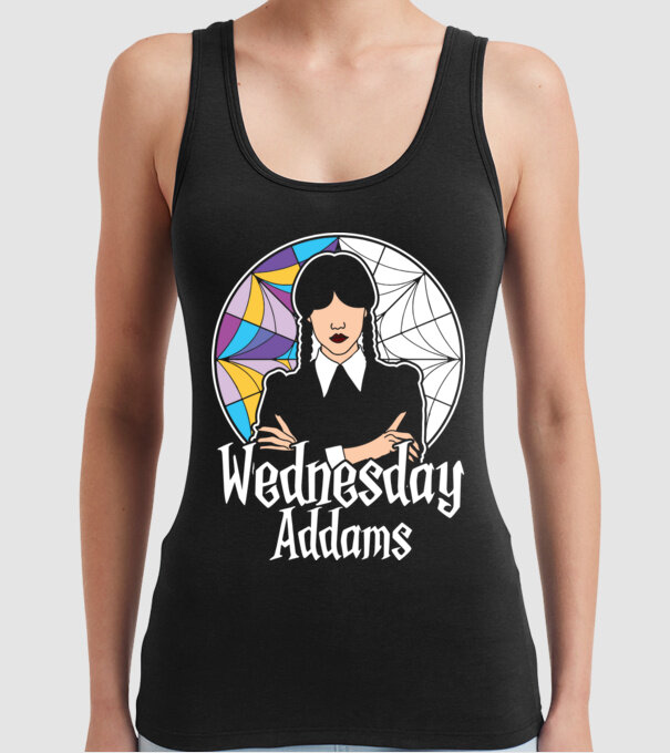 Wednesday Window colorful model negru pe tricou