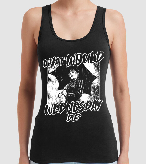  What would Wednesday do model negru pe tricou