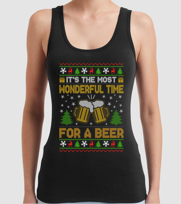 Wonderful time for a beer model negru pe tricou
