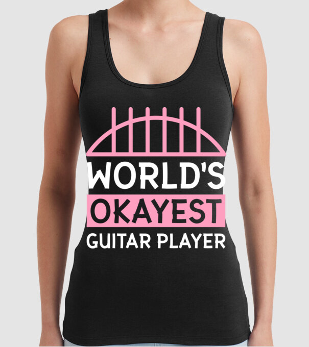 World's okayest guitar player model negru pe tricou