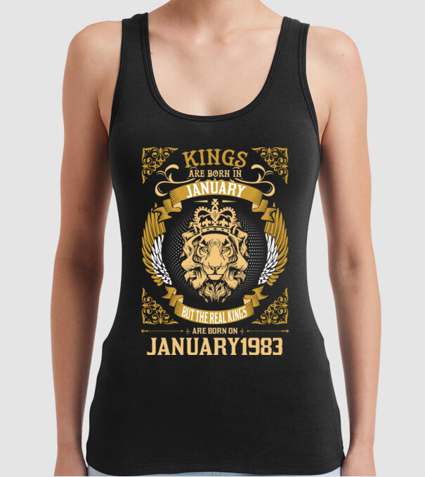 Ziua de naștere a Leului 1983 january model negru pe tricou