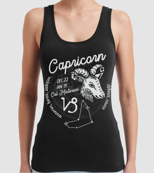 Zodiac bărbat CAPRICORN retro model negru pe tricou