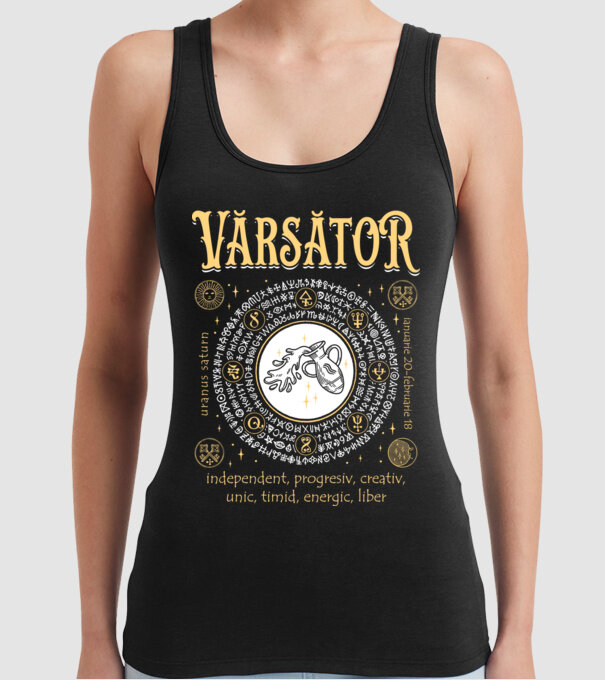 Zodiac bărbat VĂRSĂTOR golden model negru pe tricou