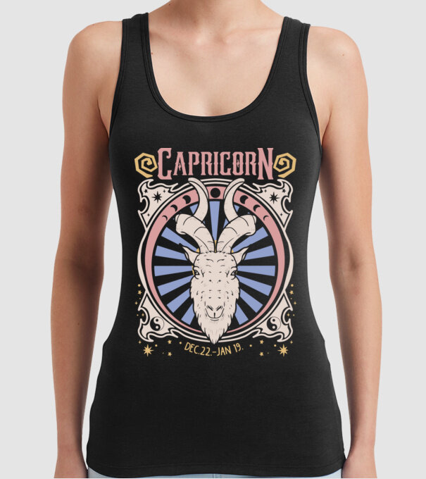 Zodiac Vintage CAPRICORN model negru pe tricou