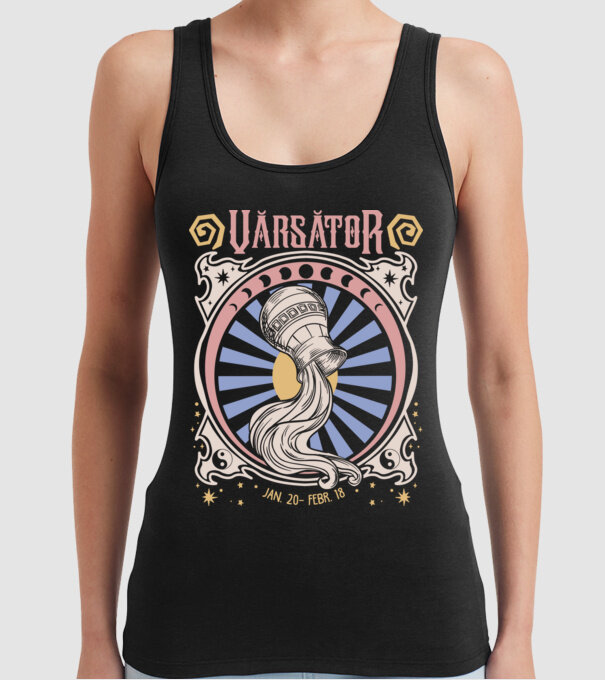 Zodiac Vintage VĂRSĂTOR model negru pe tricou