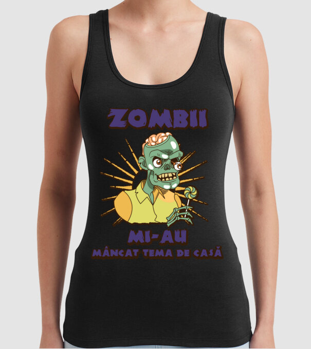 Zombii mi-au mâncat tema de casă model negru pe tricou