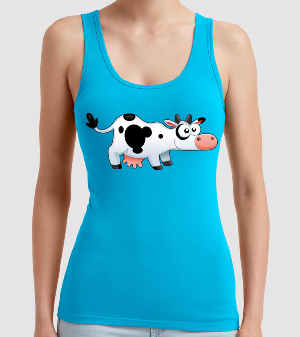 Cow model turcoaz pe tricou