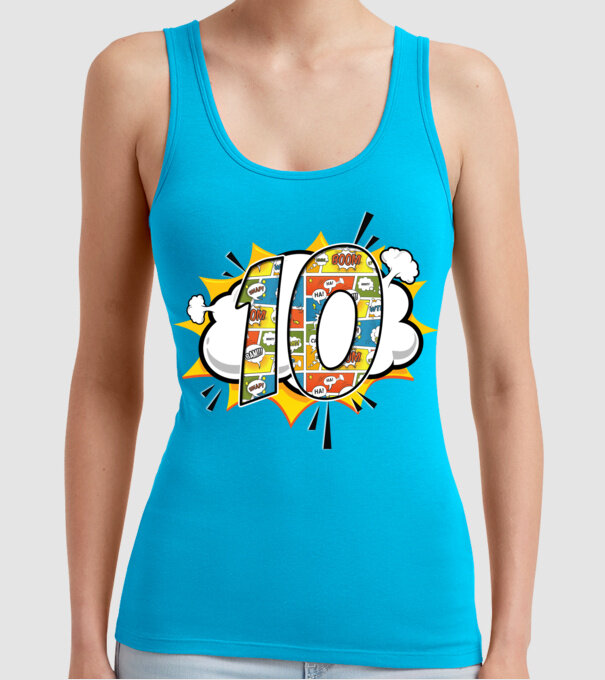 Birthday Comic Number 10 model turcoaz pe tricou