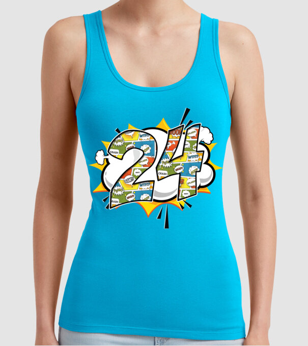 Birthday Comic Number 24 model turcoaz pe tricou