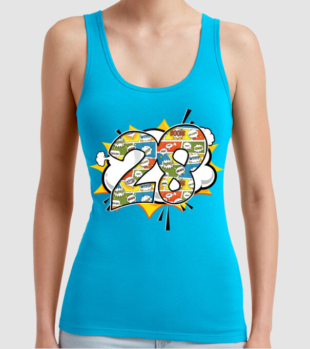 Birthday Comic Number 28 model turcoaz pe tricou