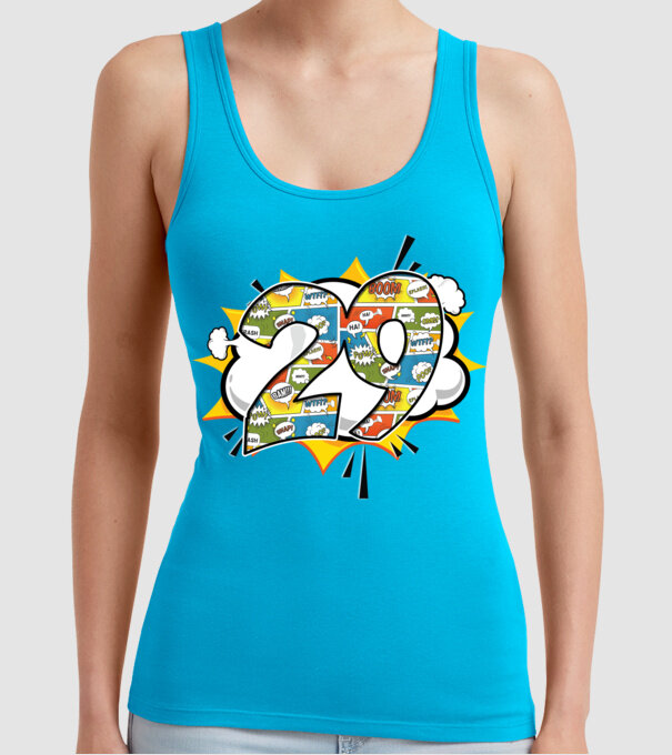 Birthday Comic Number 29 model turcoaz pe tricou
