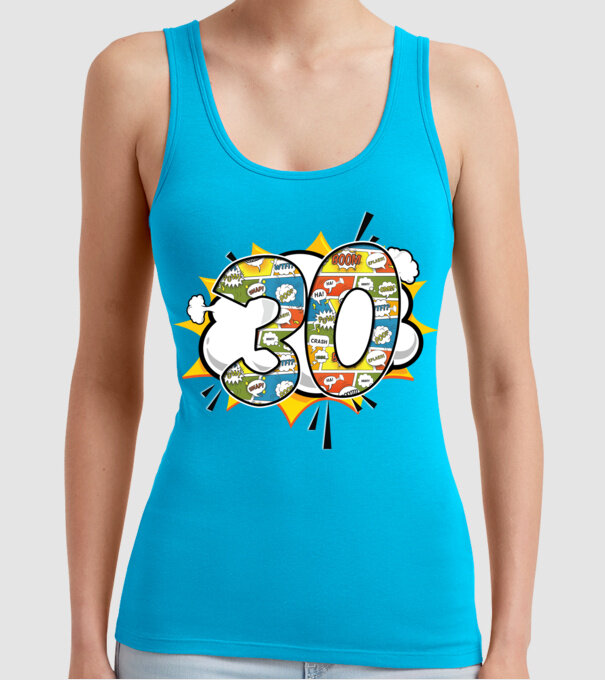 Birthday Comic Number 30 model turcoaz pe tricou