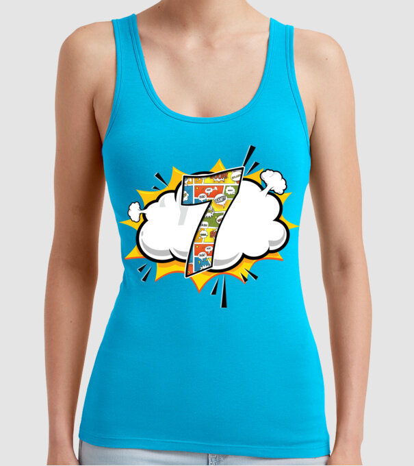 Birthday Comic Number 7 model turcoaz pe tricou