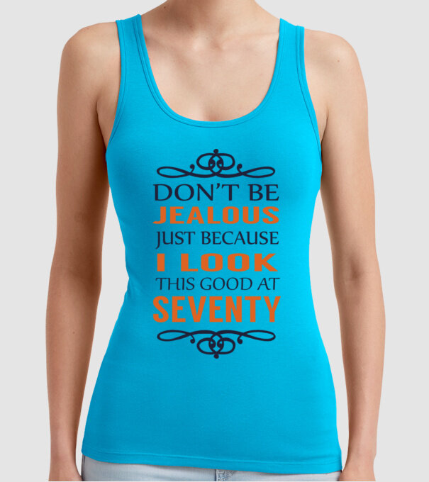 'Don''t be jealous - 70' model turcoaz pe tricou