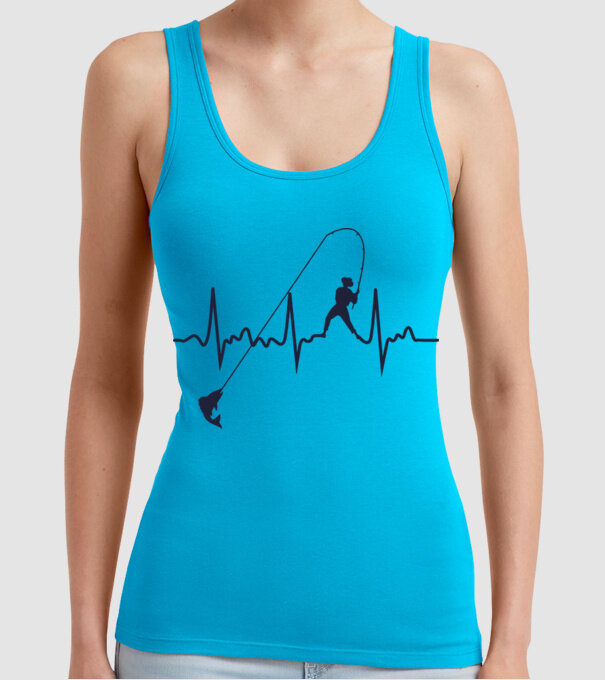fishing heartbeat model turcoaz pe tricou