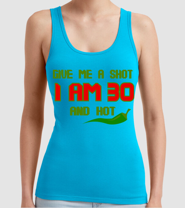 Give me a shot - 30 model turcoaz pe tricou