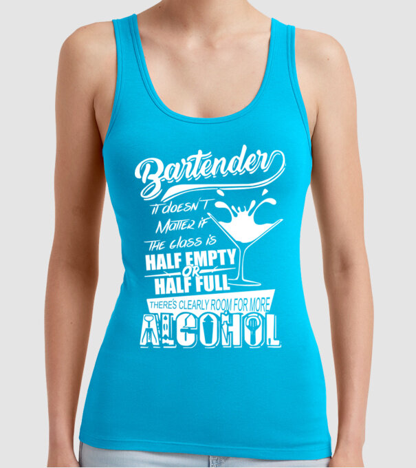Half empty or half full model turcoaz pe tricou