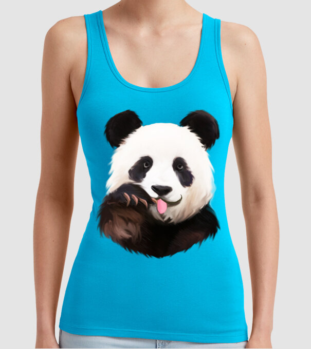 Panda face model turcoaz pe tricou