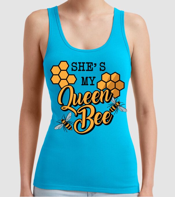 Queen Bee model turcoaz pe tricou