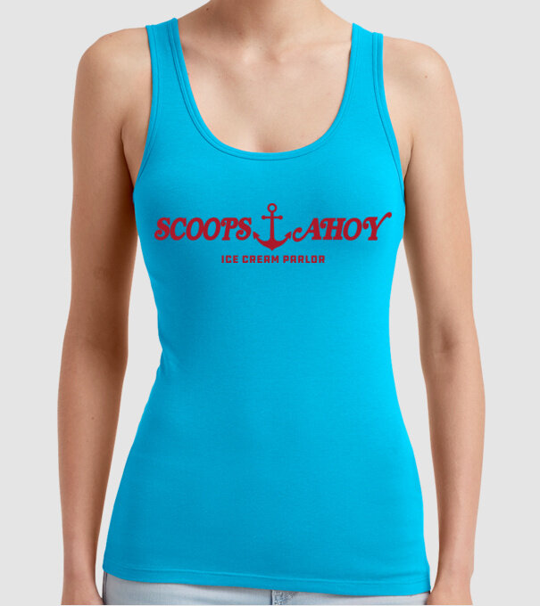 scoops and ahoy stranger things model turcoaz pe tricou