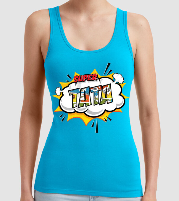 Super tata model turcoaz pe tricou