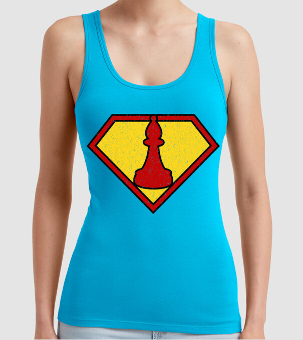 SuperChess alergător de șah model turcoaz pe tricou
