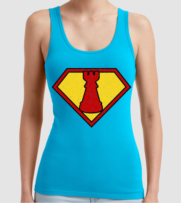 SuperChess turnul de sah model turcoaz pe tricou