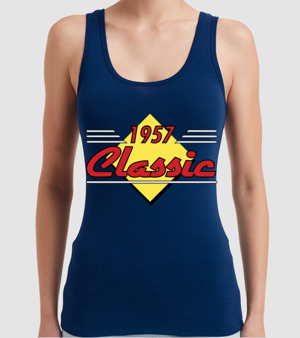 Classic - 1957 model albastru închis pe tricou