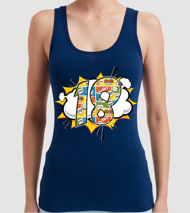 Birthday Comic Number 18 model albastru închis pe tricou
