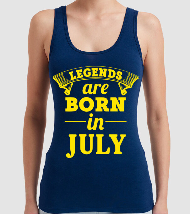 Legends are born in July model albastru închis pe tricou