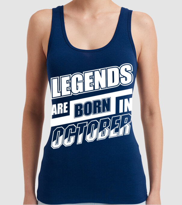 Legends are born in October model albastru închis pe tricou